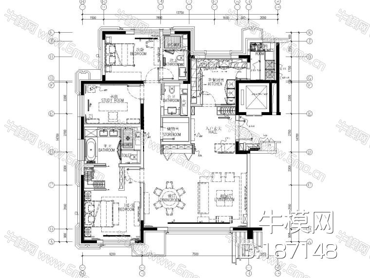 CCD-北京丰台区花乡樊家村175㎡样板间室内装修施工图+方案+效果图
