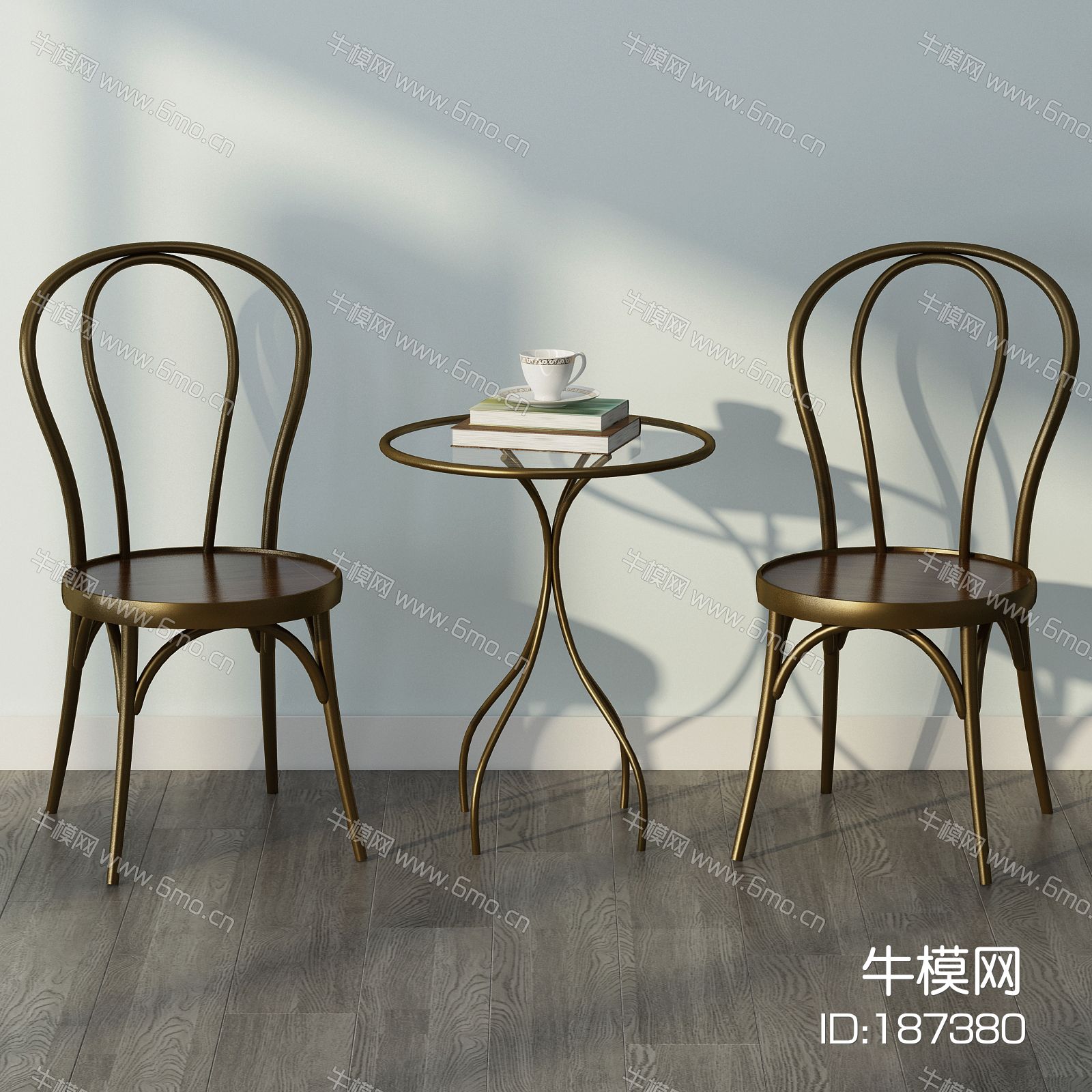 现代铁艺休闲椅子茶几组合