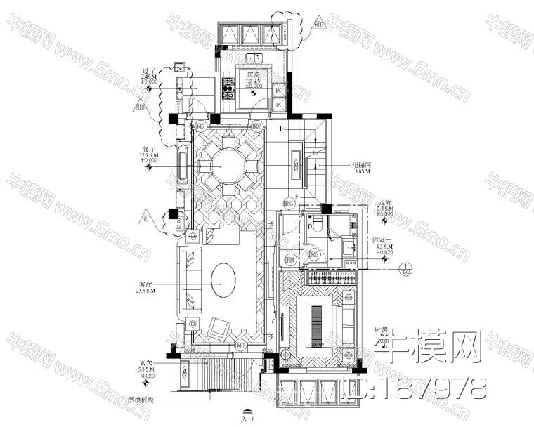 梁志天-苏州雅居乐相城迭层三居室别墅施工图+深化软装方案+效果图