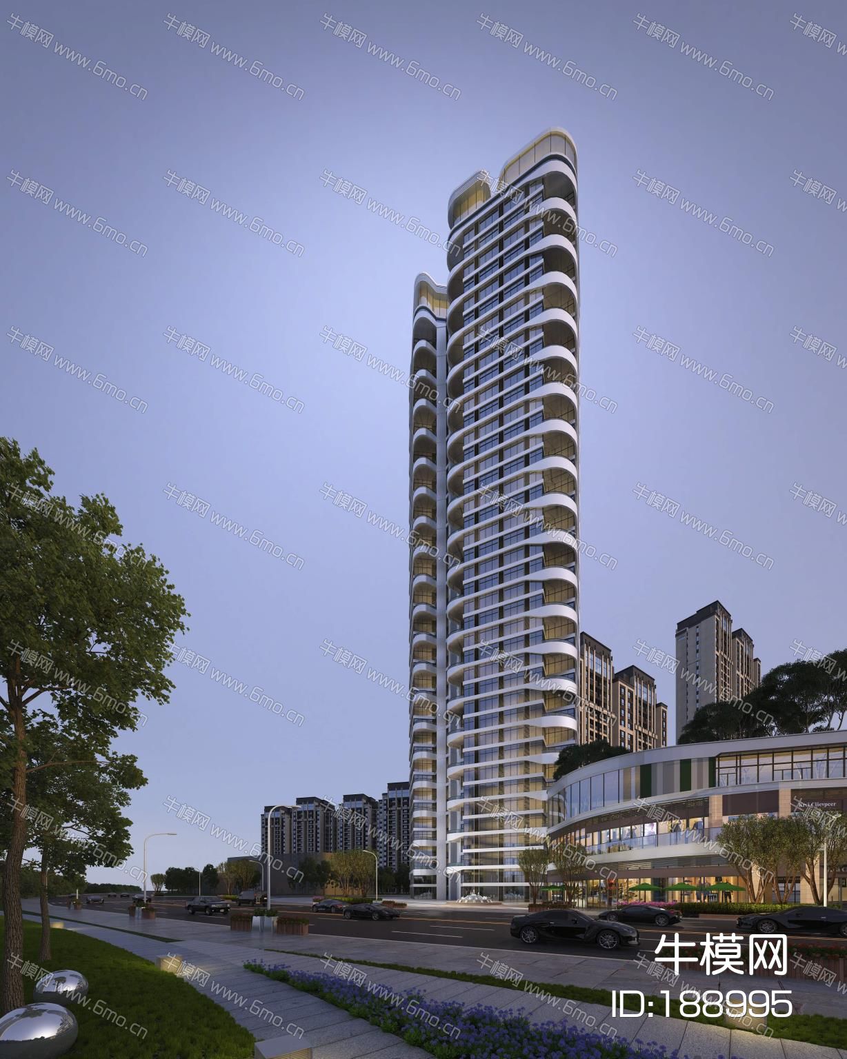 现代高层酒店办公楼 建筑外观