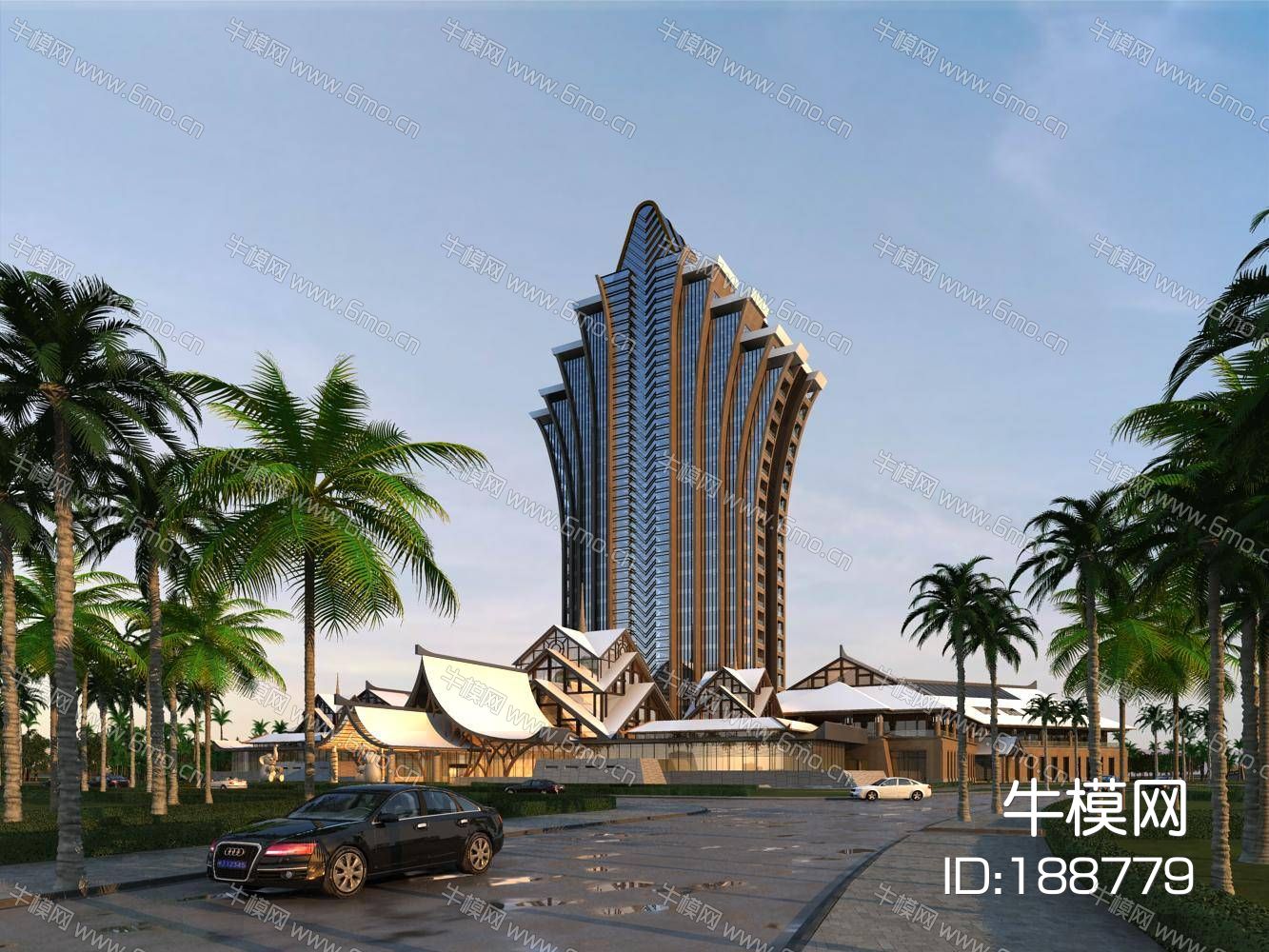 东南亚风格高层酒店 建筑外观