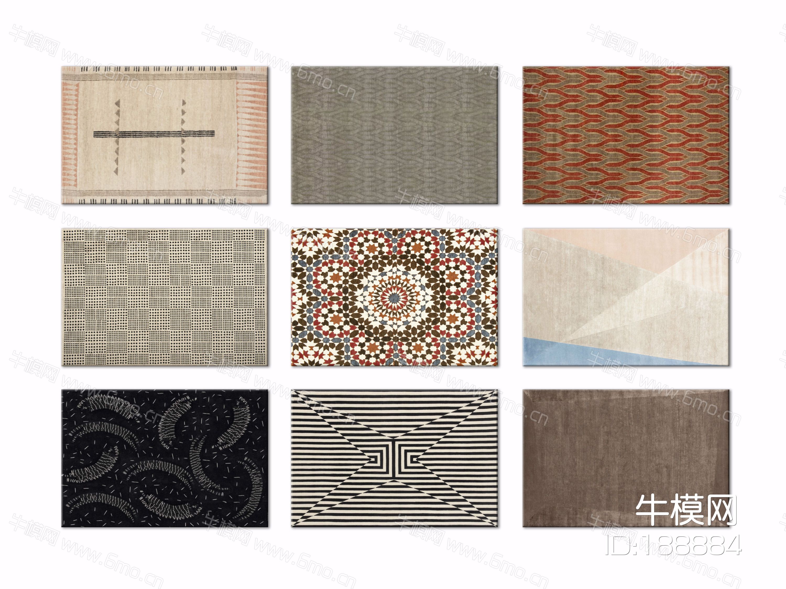 现代几何撞色装饰地毯