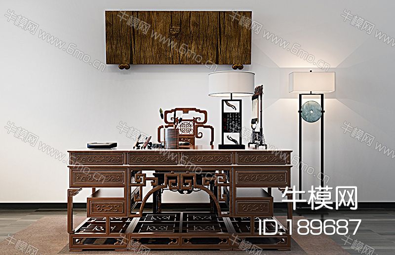 Z04-0118古典中式书桌椅书房落地灯笔架