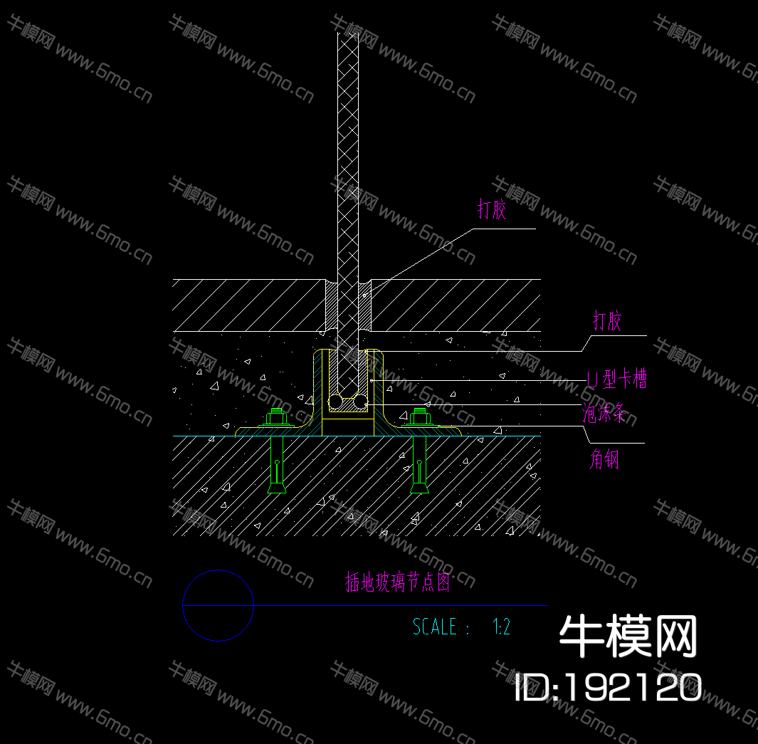 屏风，玻璃，石膏板隔断隔墙节点详图