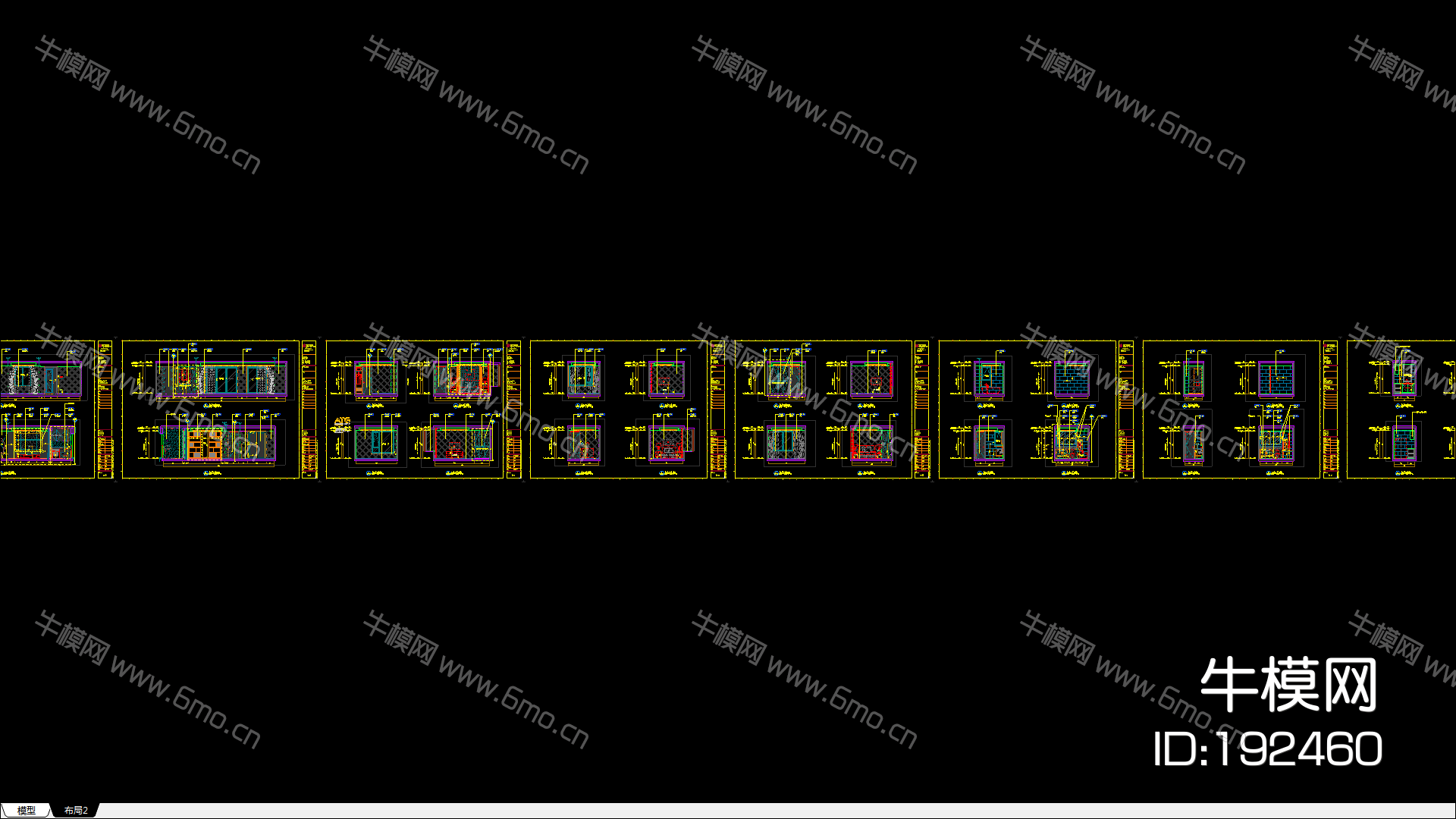 无锡蠡湖金茂府122㎡现代三居室样板间装修设计施工图+效果图