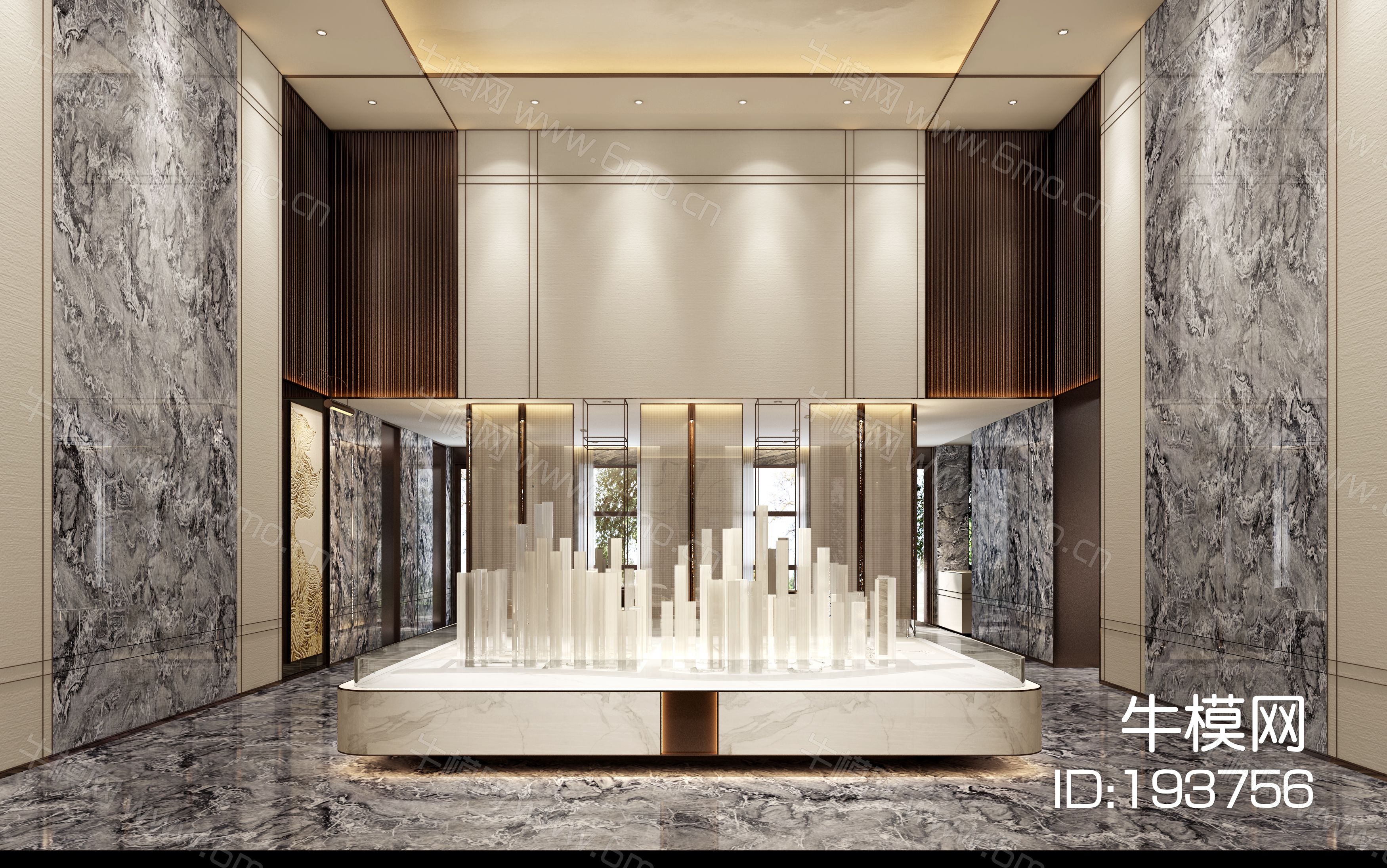 济南盛泰瑞公馆828㎡二层新中式售楼部室内装修施工图+效果图