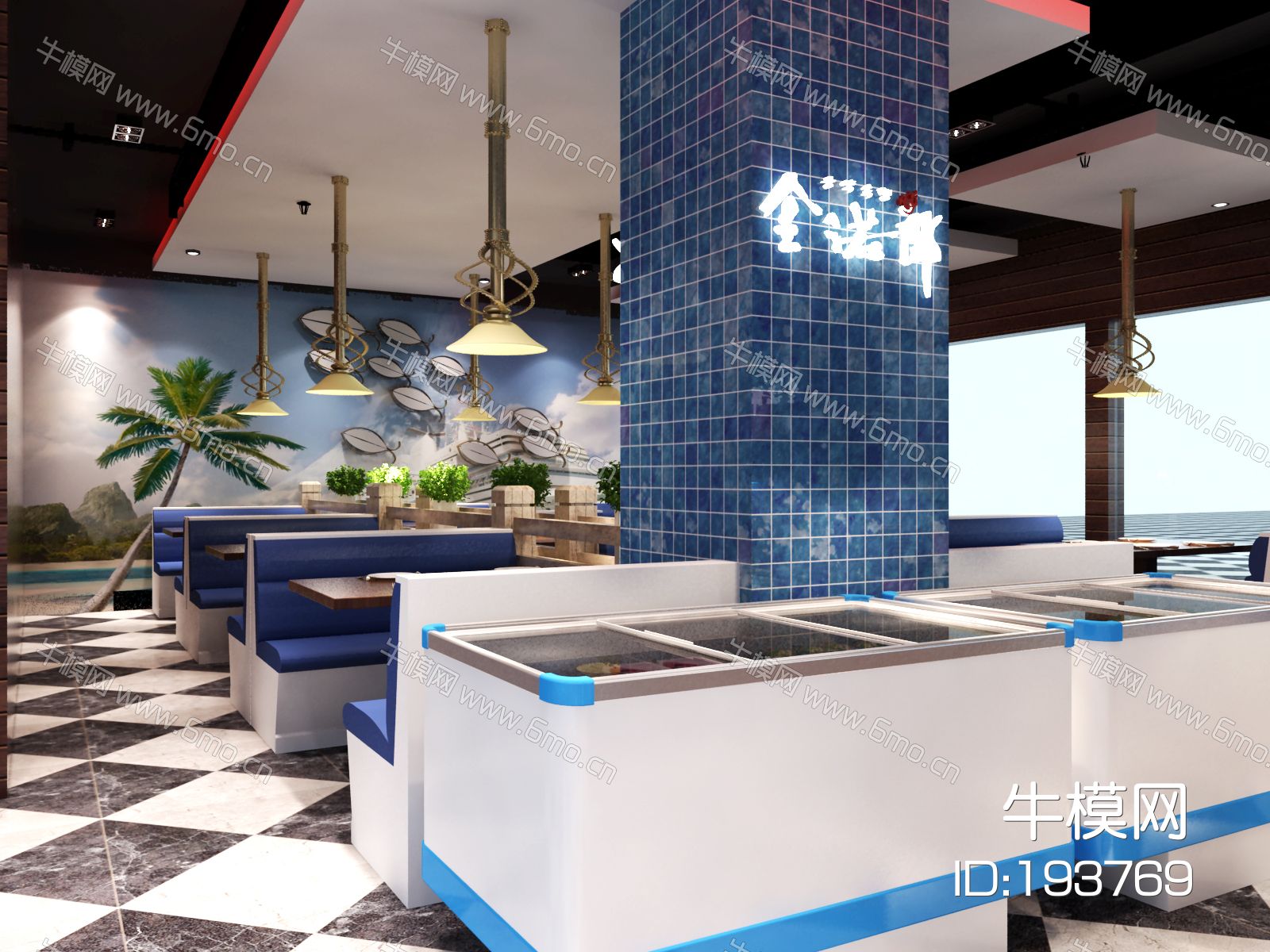 [江苏]高邮海洋主题餐厅CAD++效果图