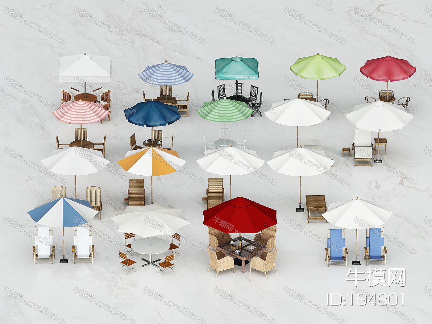 现代户外躺椅，户外休闲桌椅，遮阳伞，沙滩海滩遮阳伞