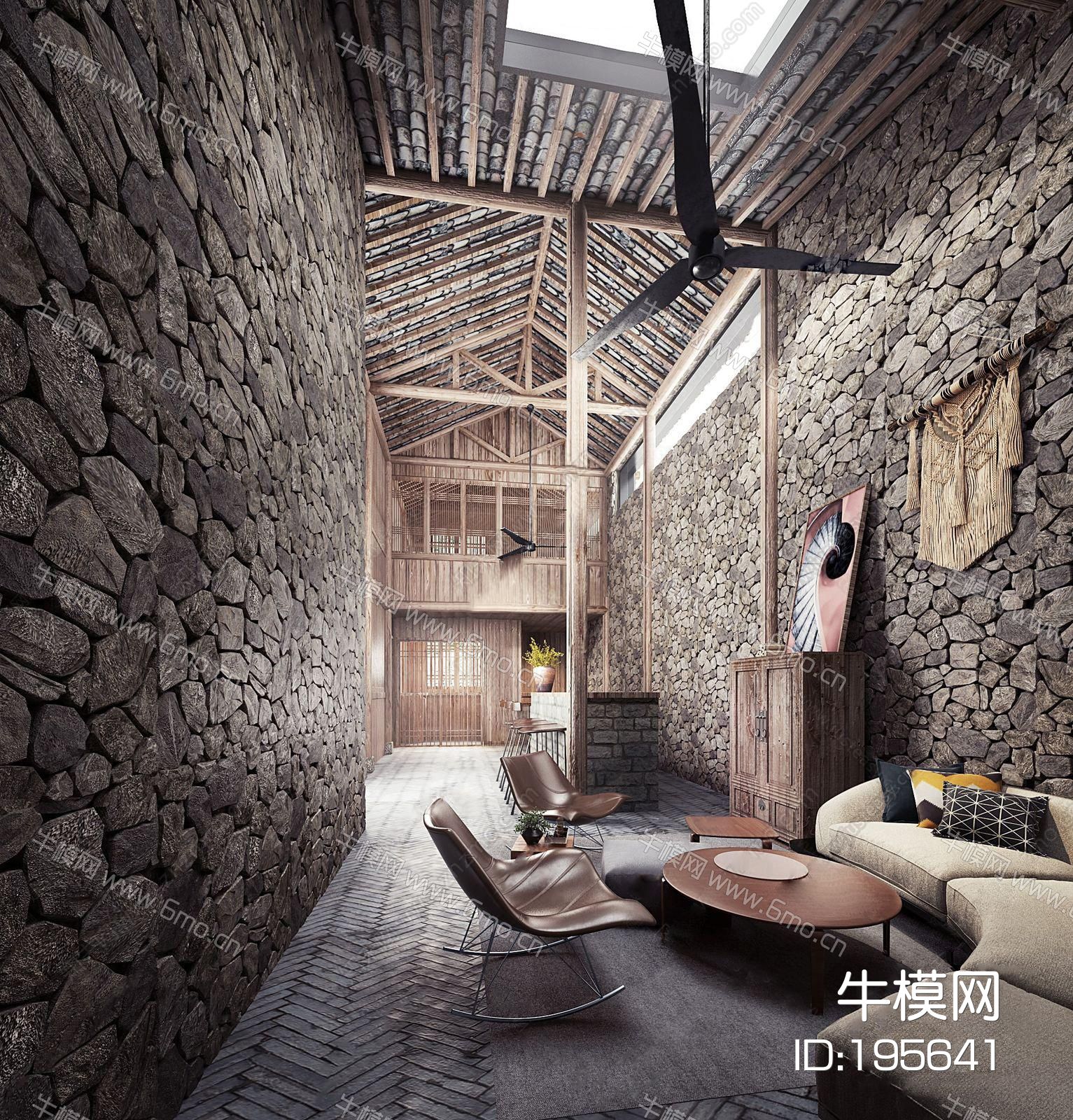 新中式民宿客厅