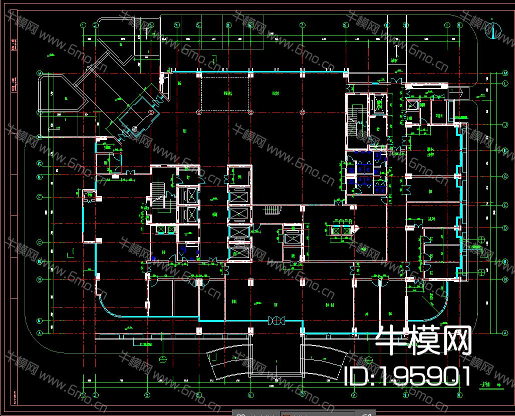 某大型医院门诊楼建筑结构工程项目平面立面电梯雨棚CAD施工图设计图纸