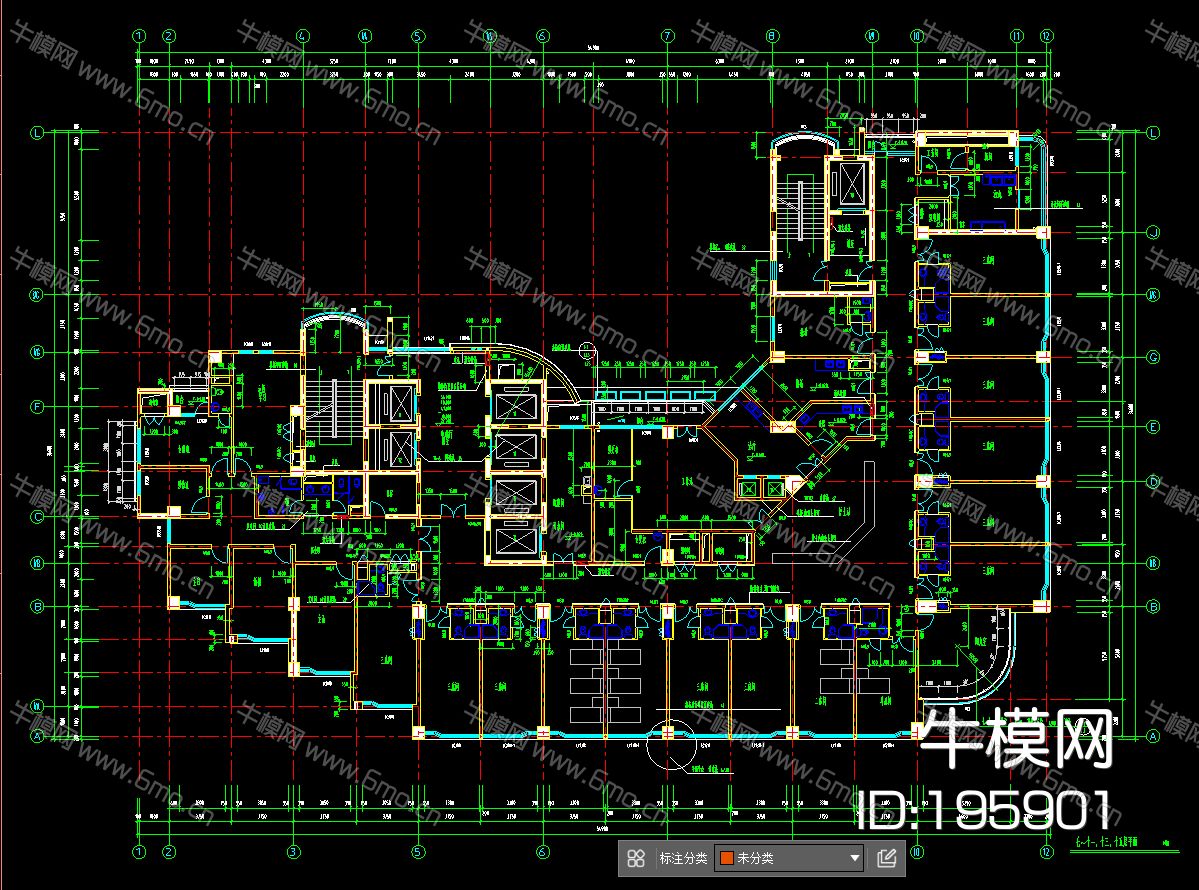 某大型医院门诊楼建筑结构工程项目平面立面电梯雨棚CAD施工图设计图纸