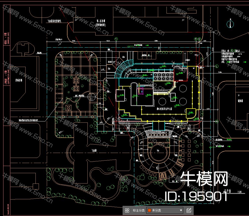 某大型医院门诊楼建筑结构工程项目平面立面电梯雨棚CAD施工图设计图纸