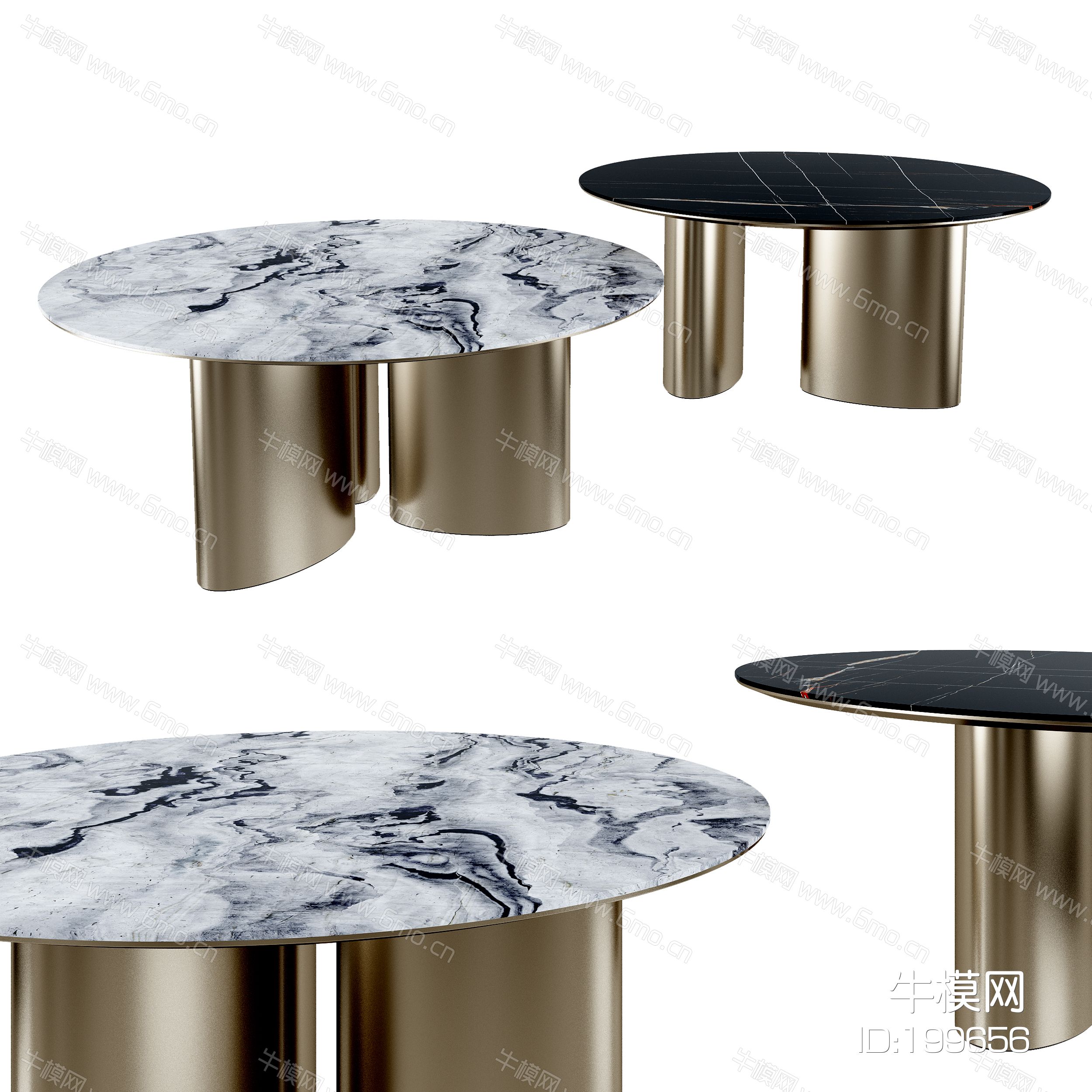 现代圆形大理石金属餐桌