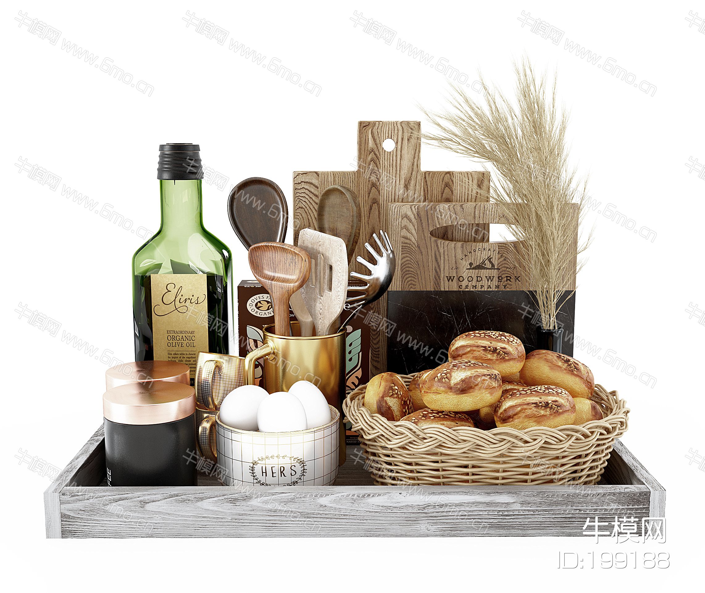 现代厨房用品摆件,面包,食物
