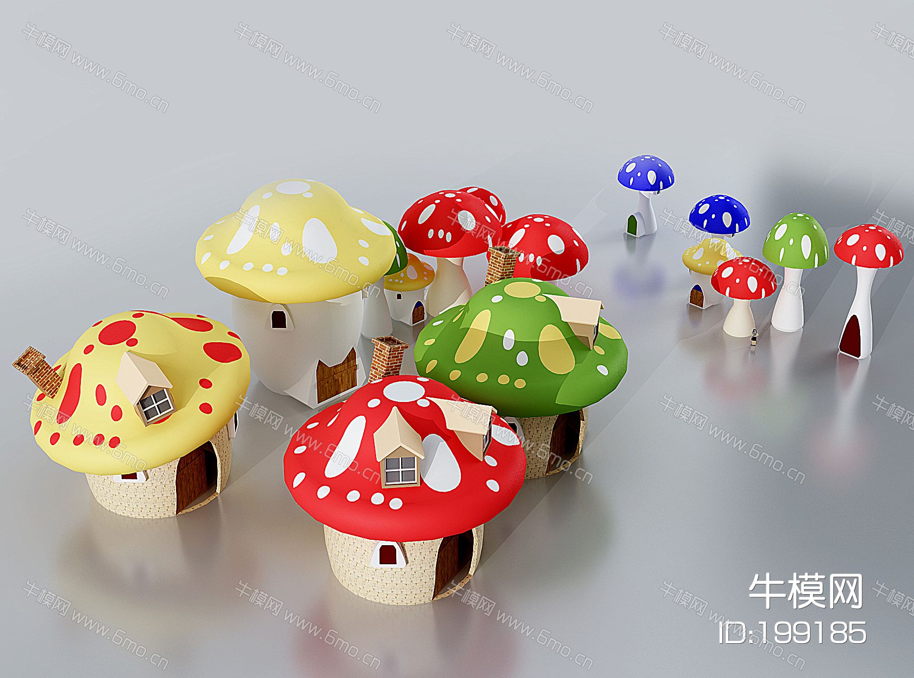现代蘑菇造型卡通建筑,儿童玩具