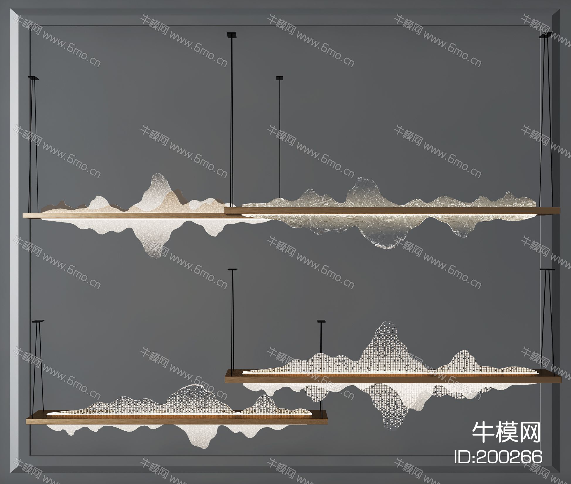 新中式山脉造型水晶吊灯组合
