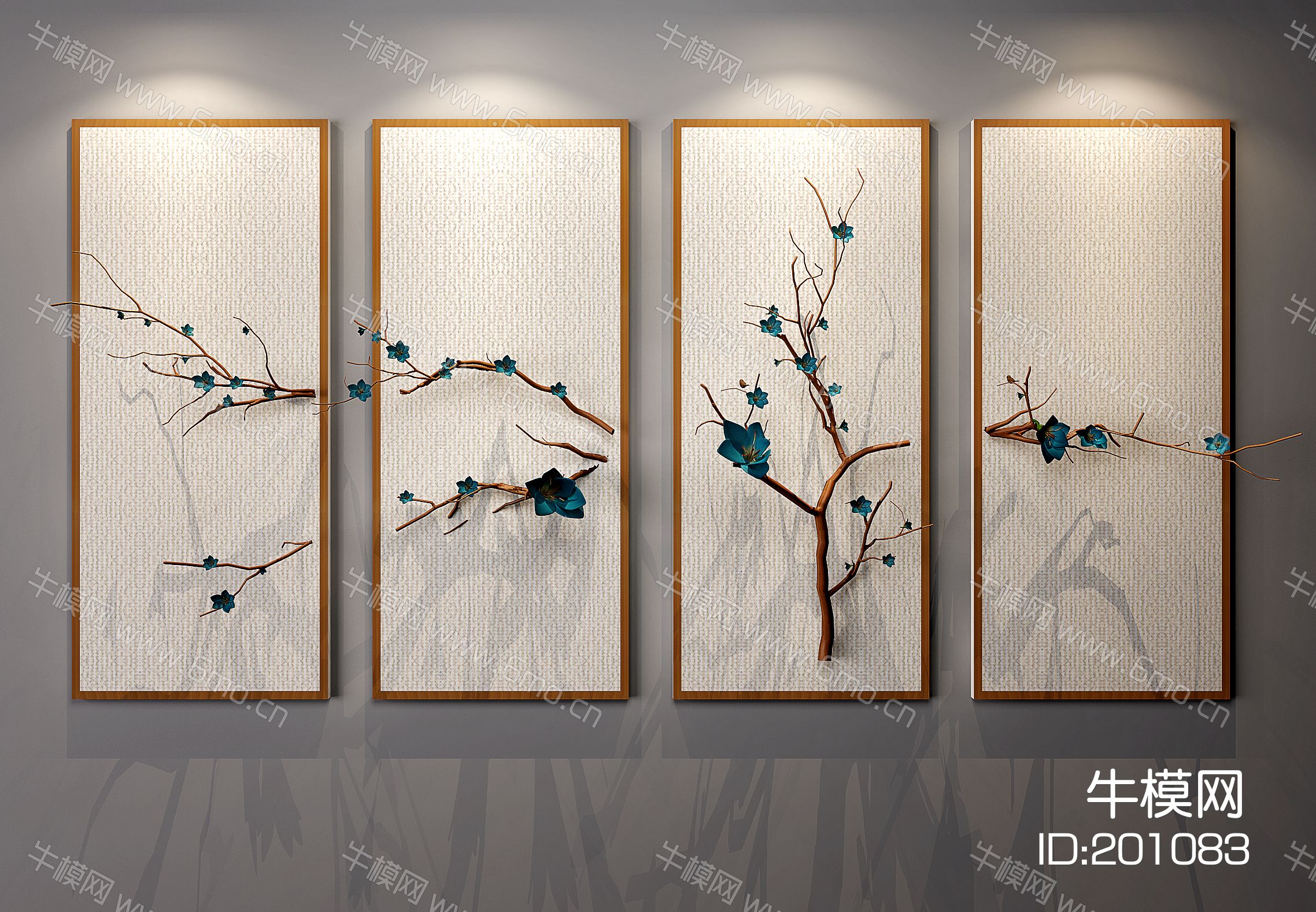 中式树枝立体装饰画组合
