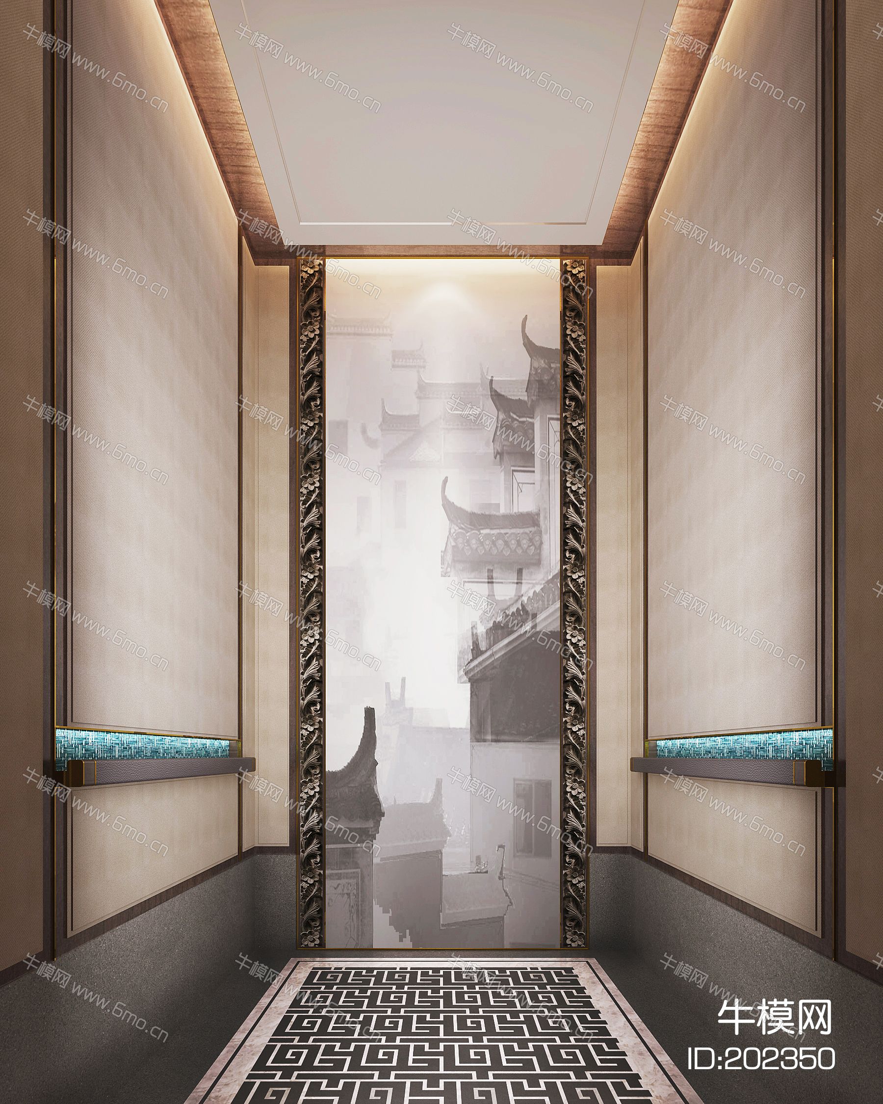 新中式轻奢电梯轿厢