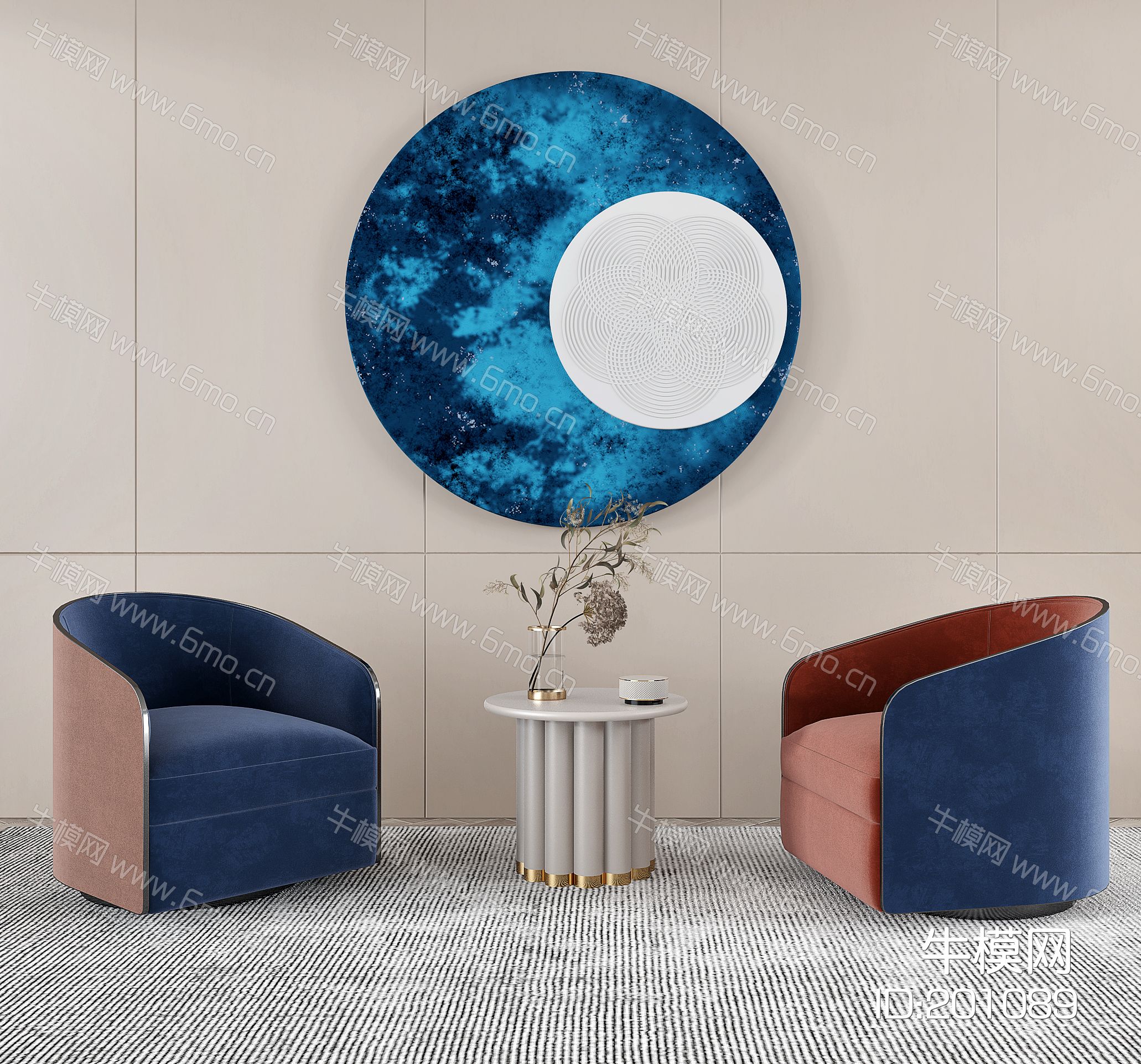 新中式绒布单人沙发