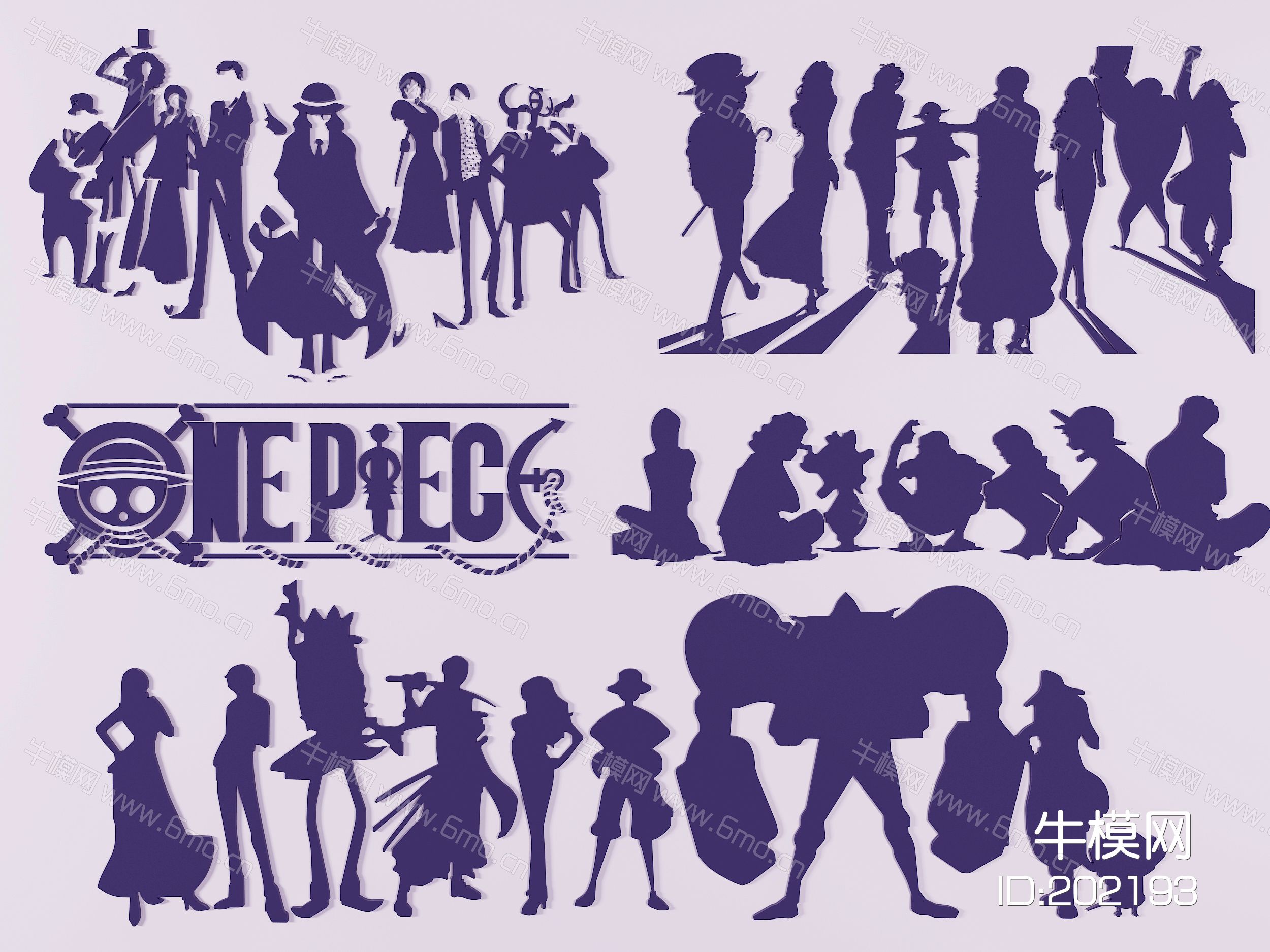 现代海贼王人物剪影墙饰，挂件