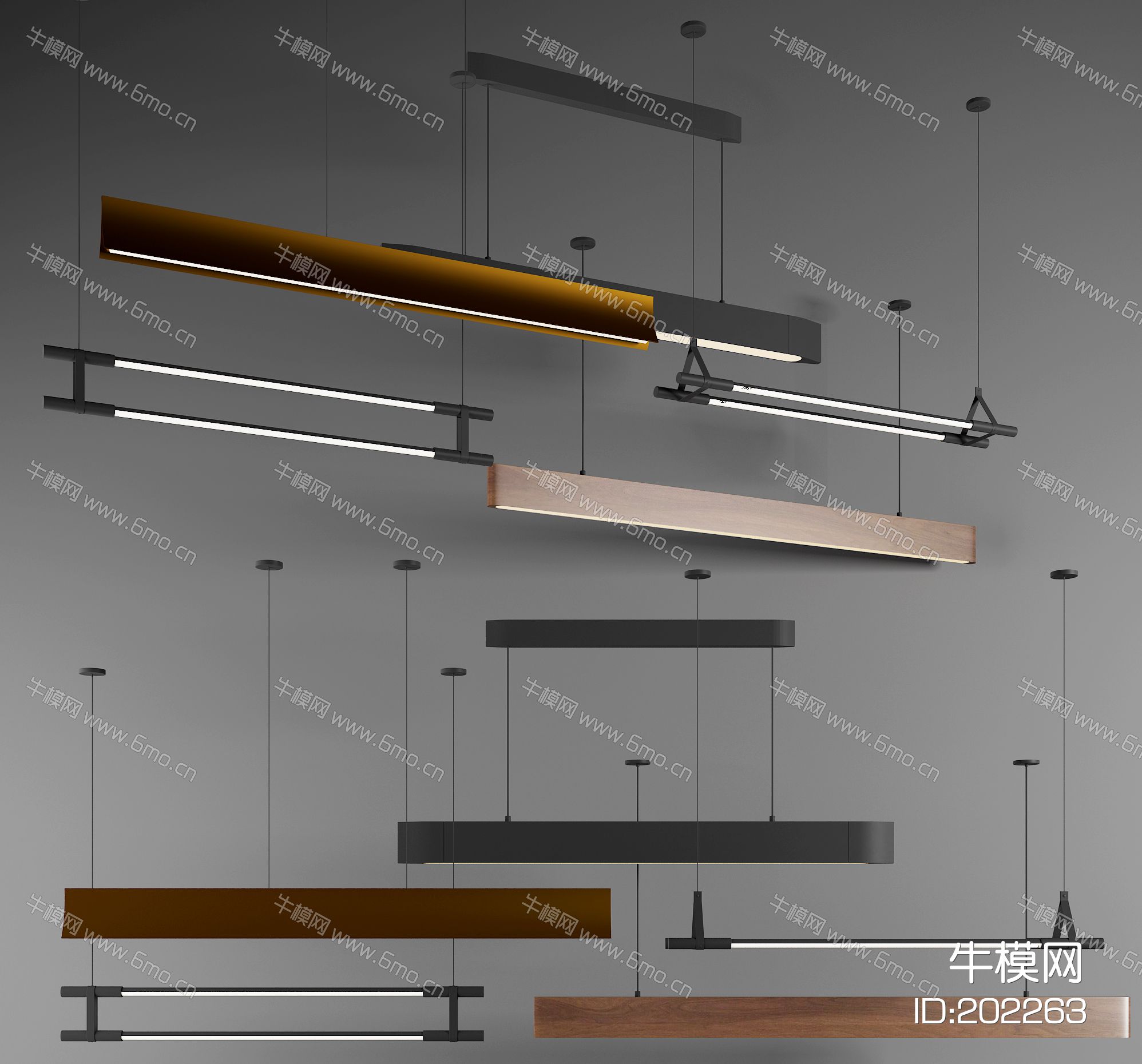 现代办公条形长条吊灯灯饰组合