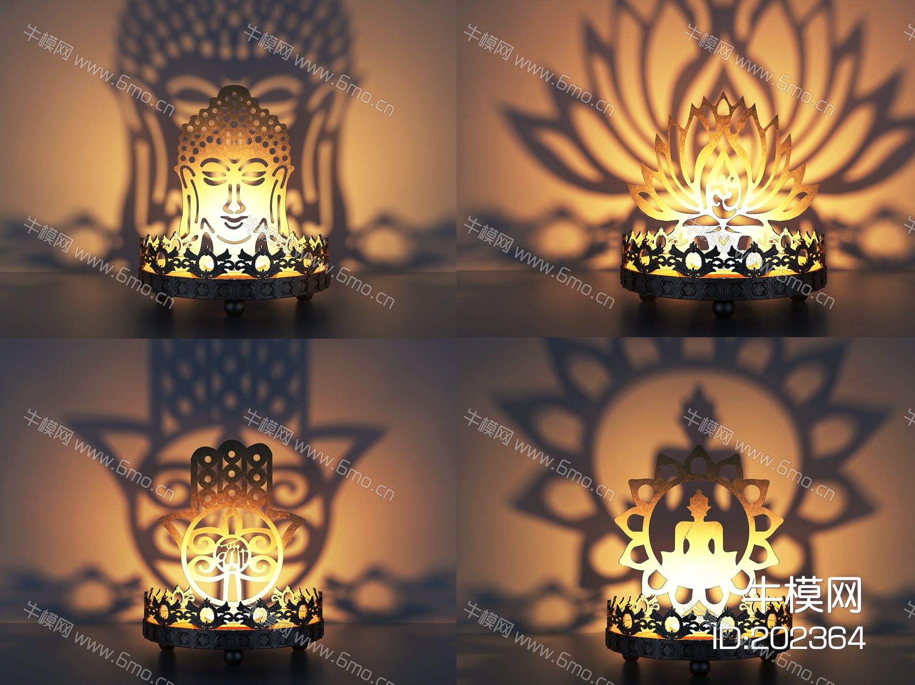 东南亚金属佛莲烛台灯