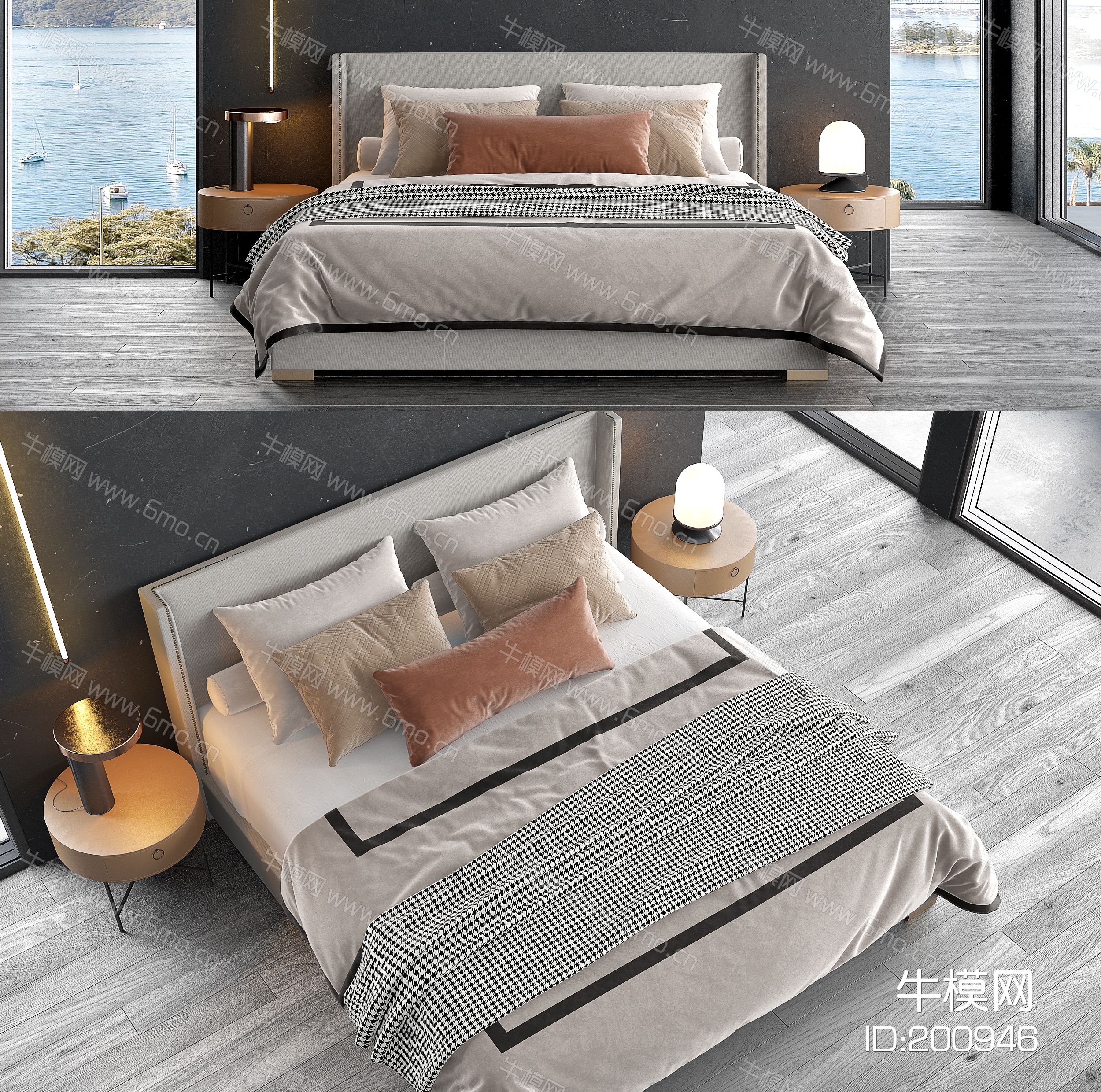 现代双人床床具组合