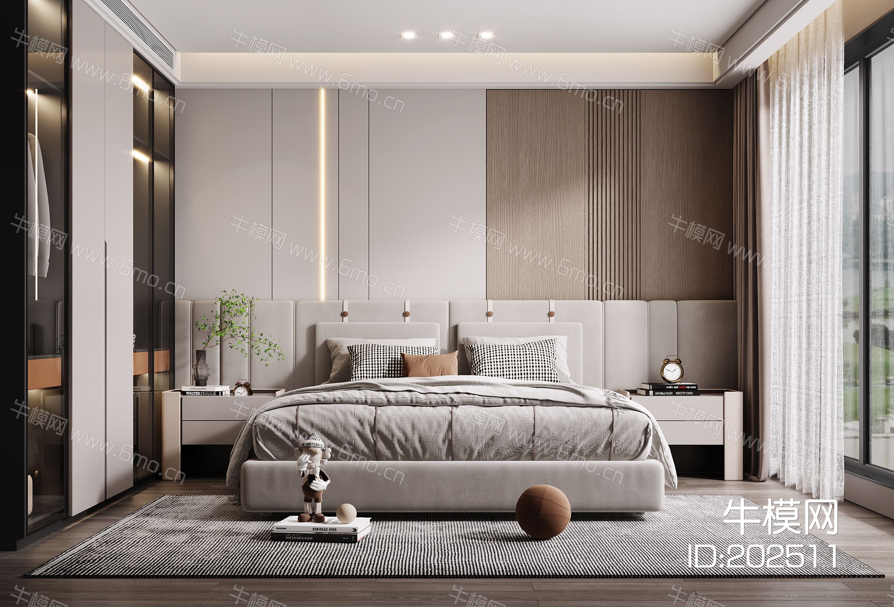 现代卧室，卧室