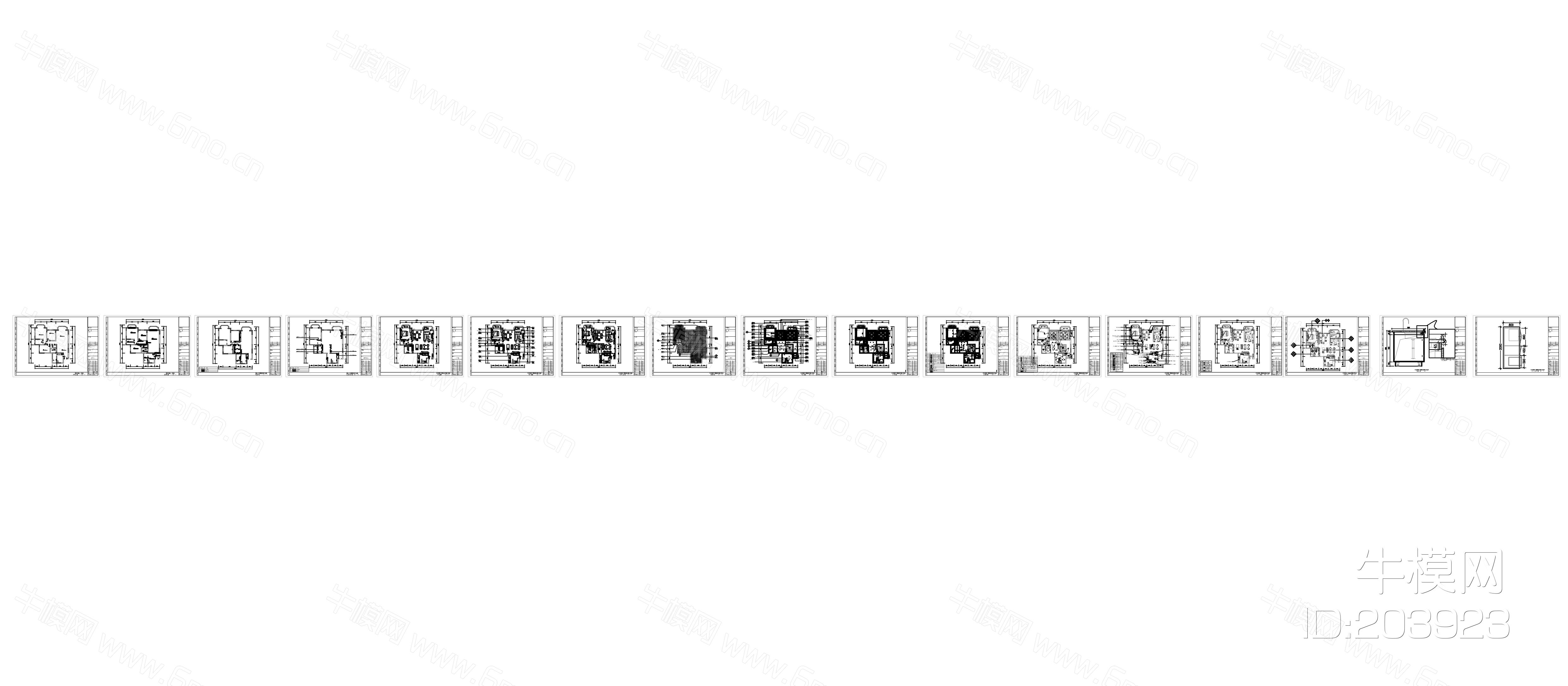现代简约家装平立面全套施工图（含壁炉）