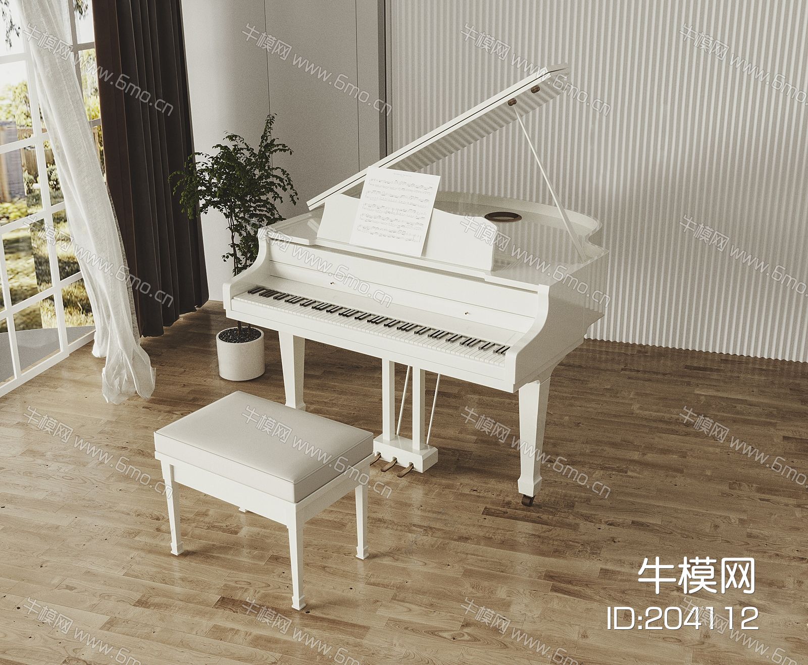 现代白色钢琴