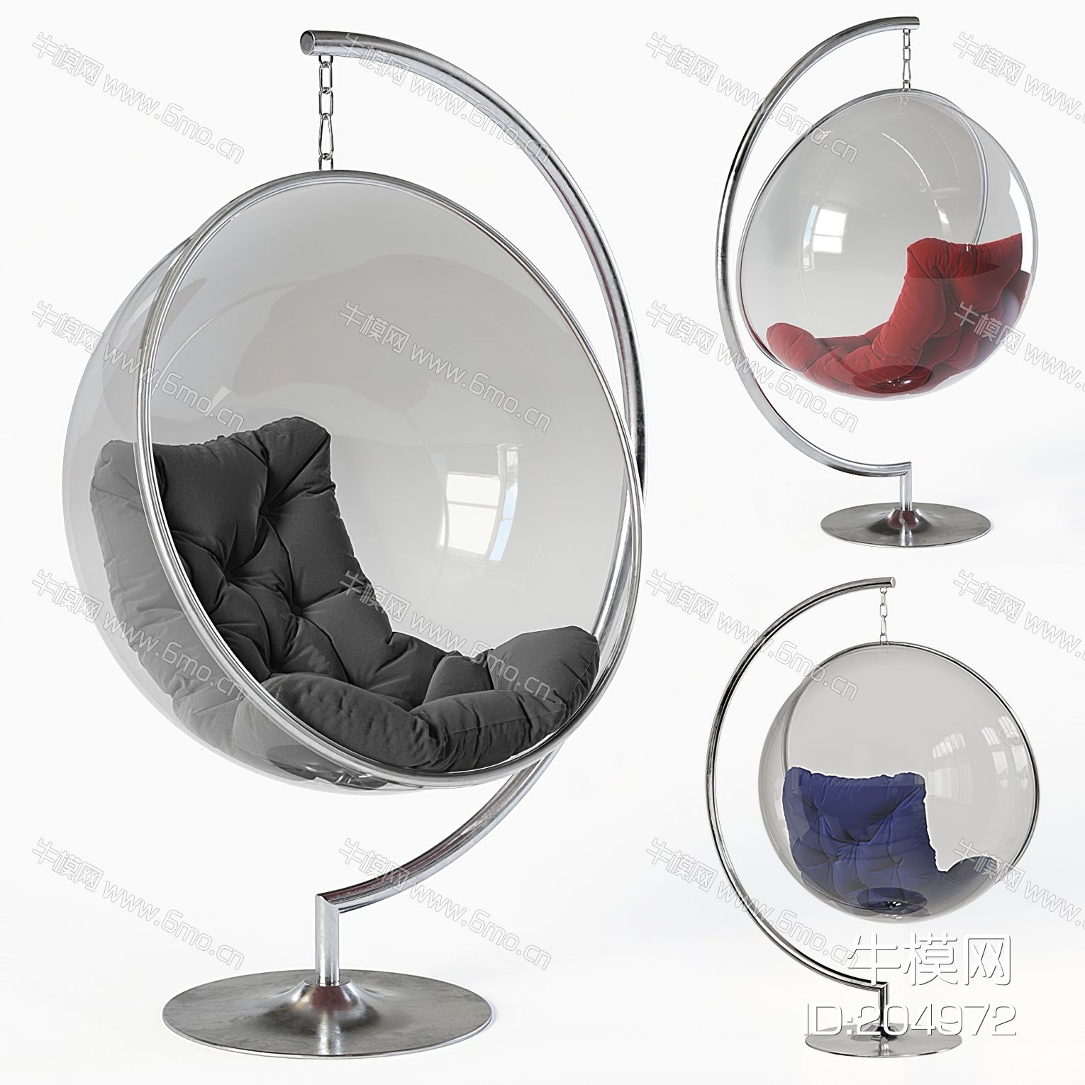 现代玻璃半球吊椅