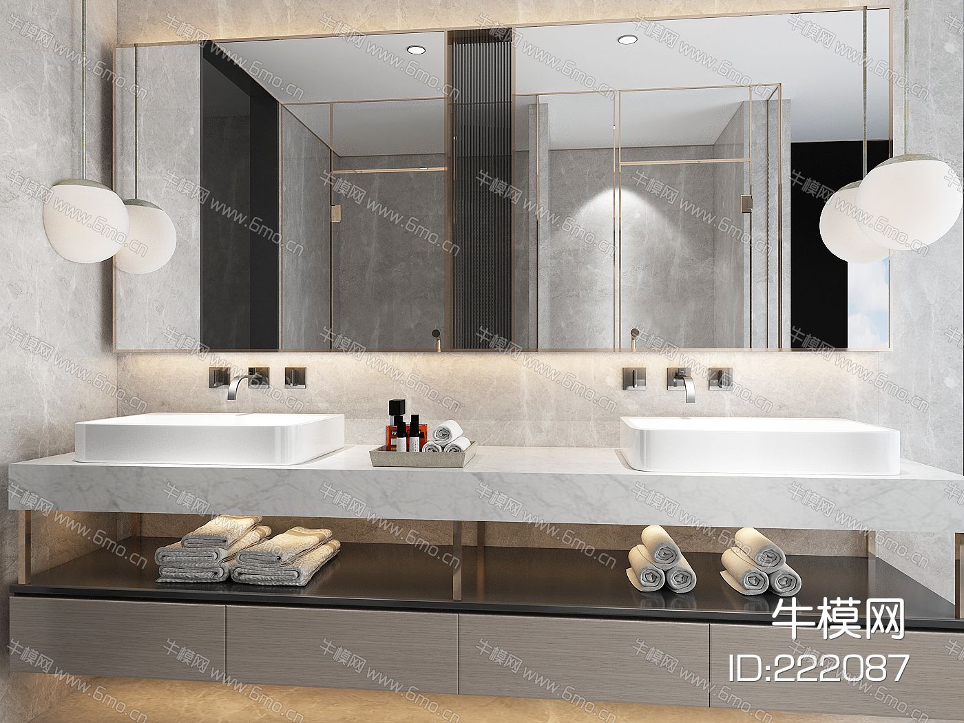 现代卫生间双洗手盆，洗手台，镜柜，浴室柜，卫浴用品，卫生洁具