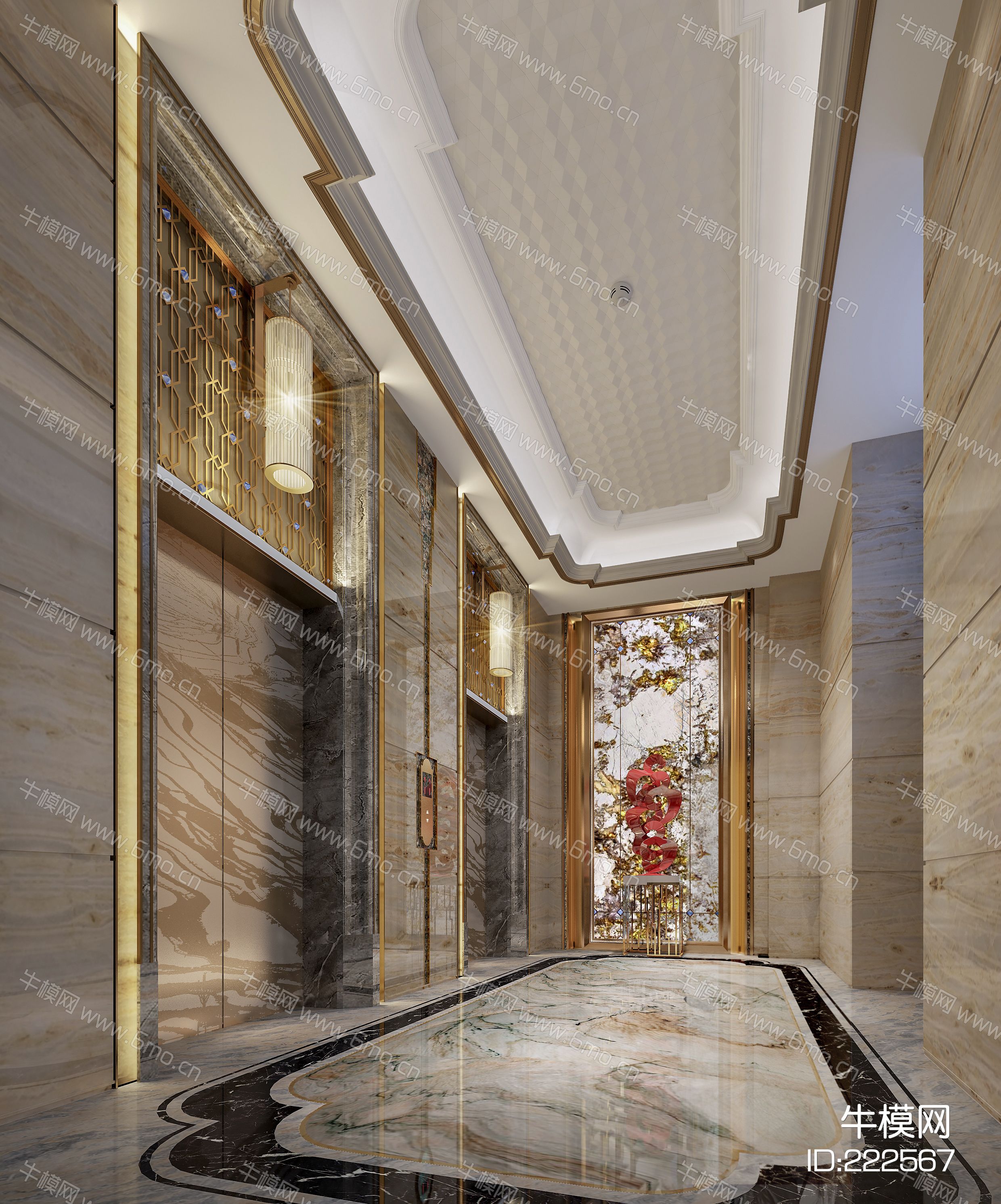 现代奢华酒店电梯厅