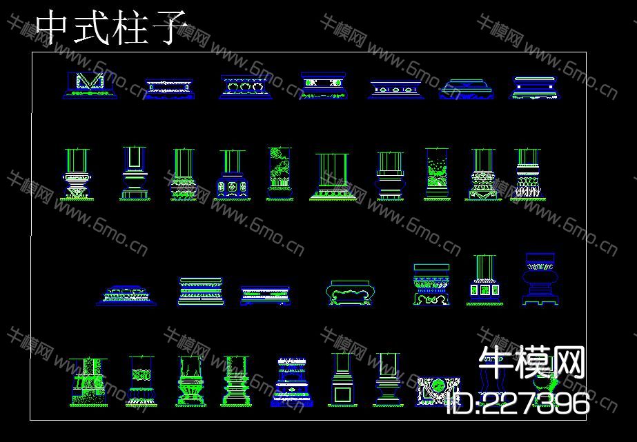2022欧式罗马柱雕刻图案CAD图库