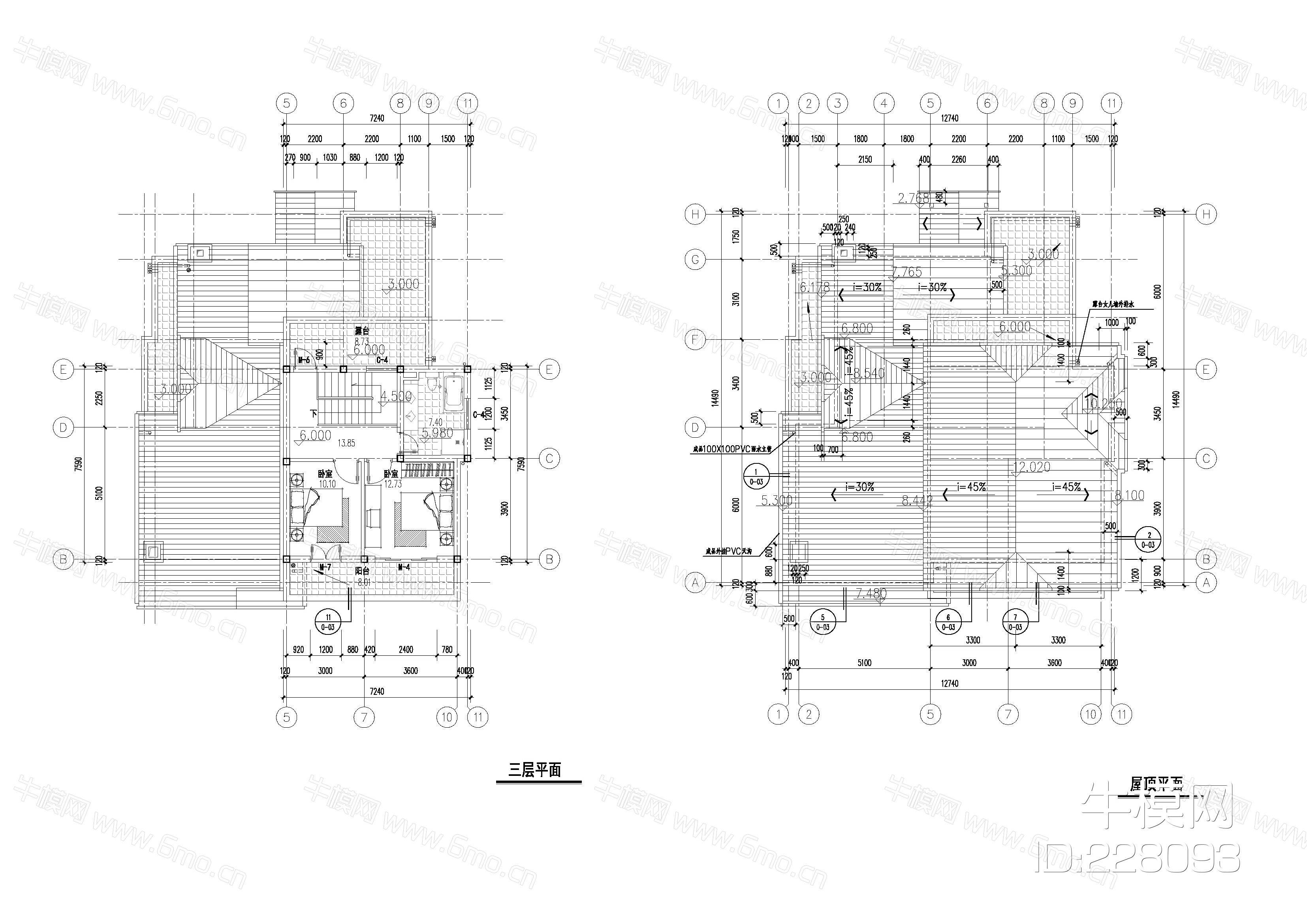 三层-12.74&14.49米-CAD施工图+效果图
