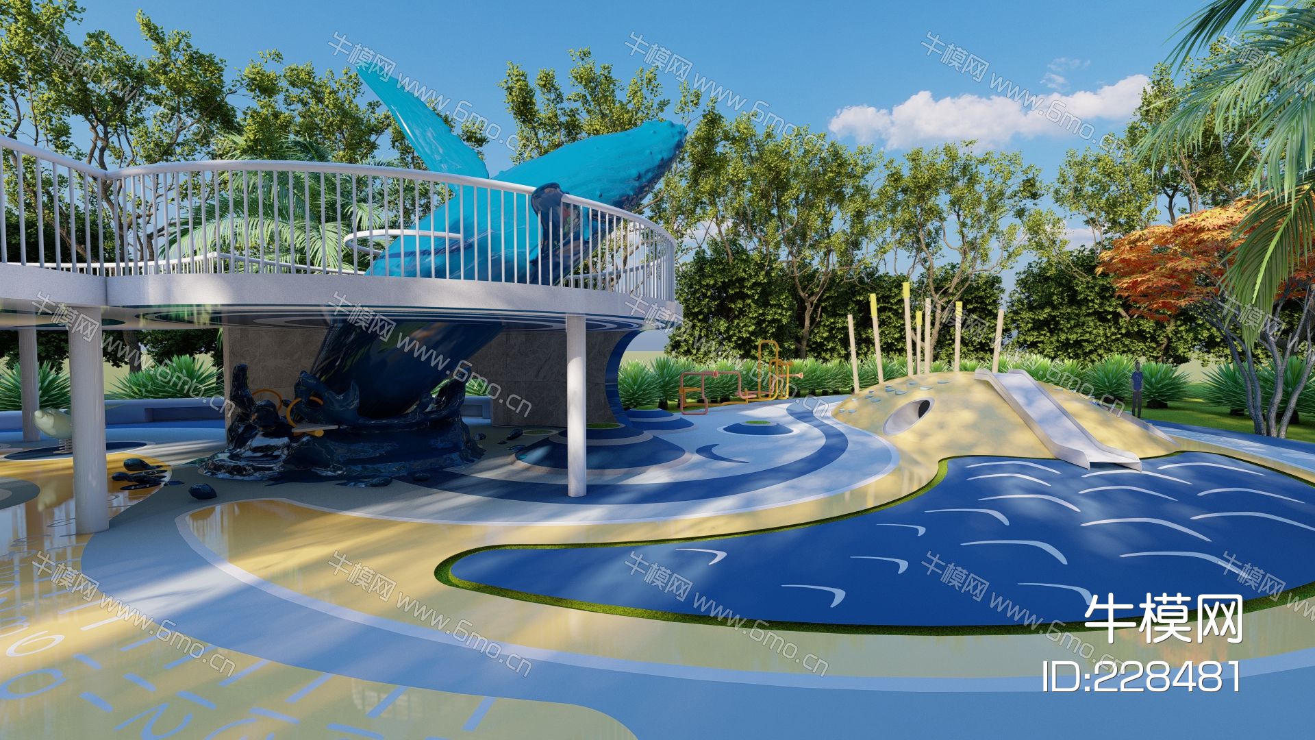 现代鲸鱼主题儿童乐园 鲸鱼构架 游乐器材 滑滑梯 儿童游乐园.rar