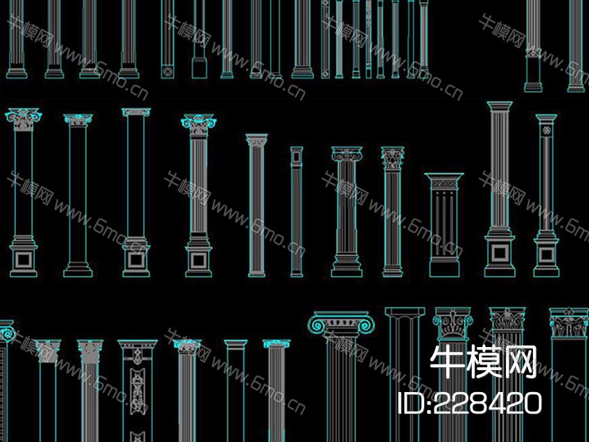 窗户门角线罗马柱壁炉cad