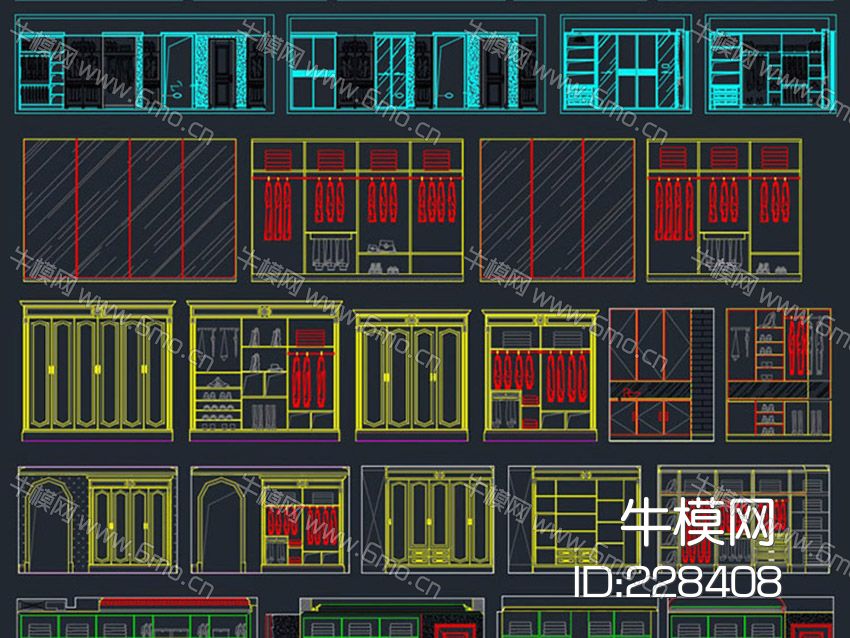 衣柜衣帽间鞋柜衣帽柜cad