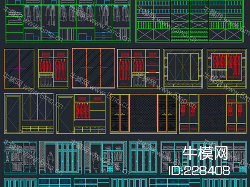 衣柜衣帽间鞋柜衣帽柜cad