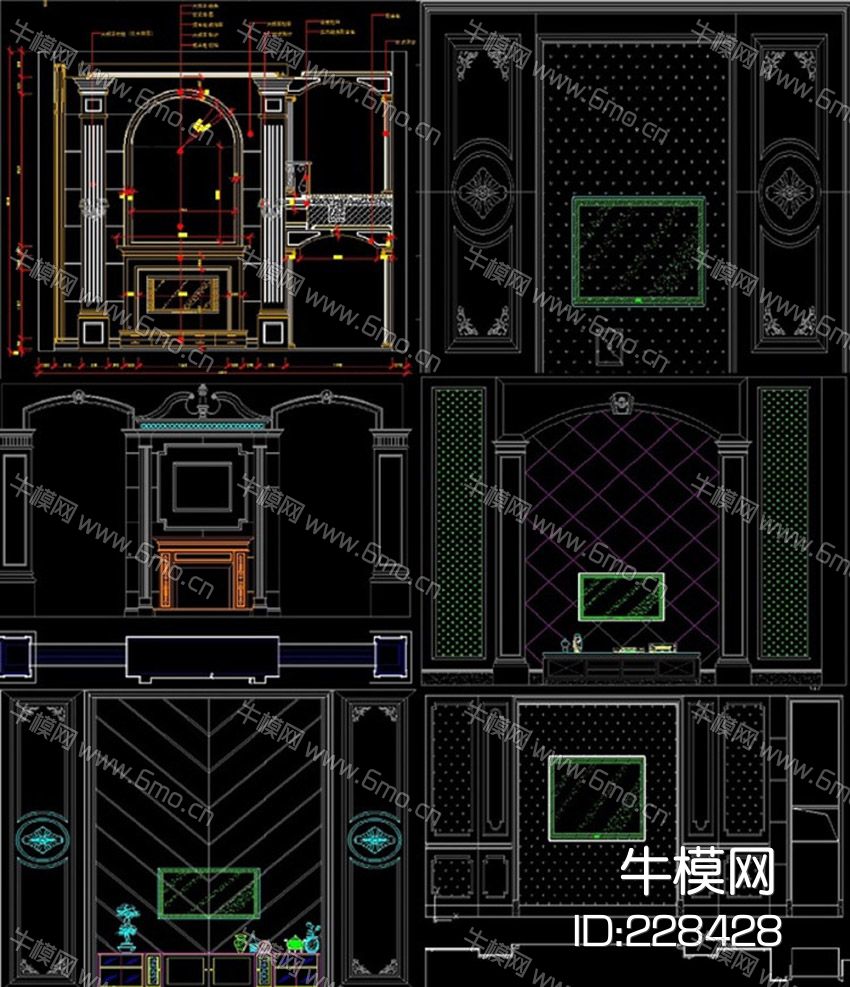 背景墙素材图库CAD