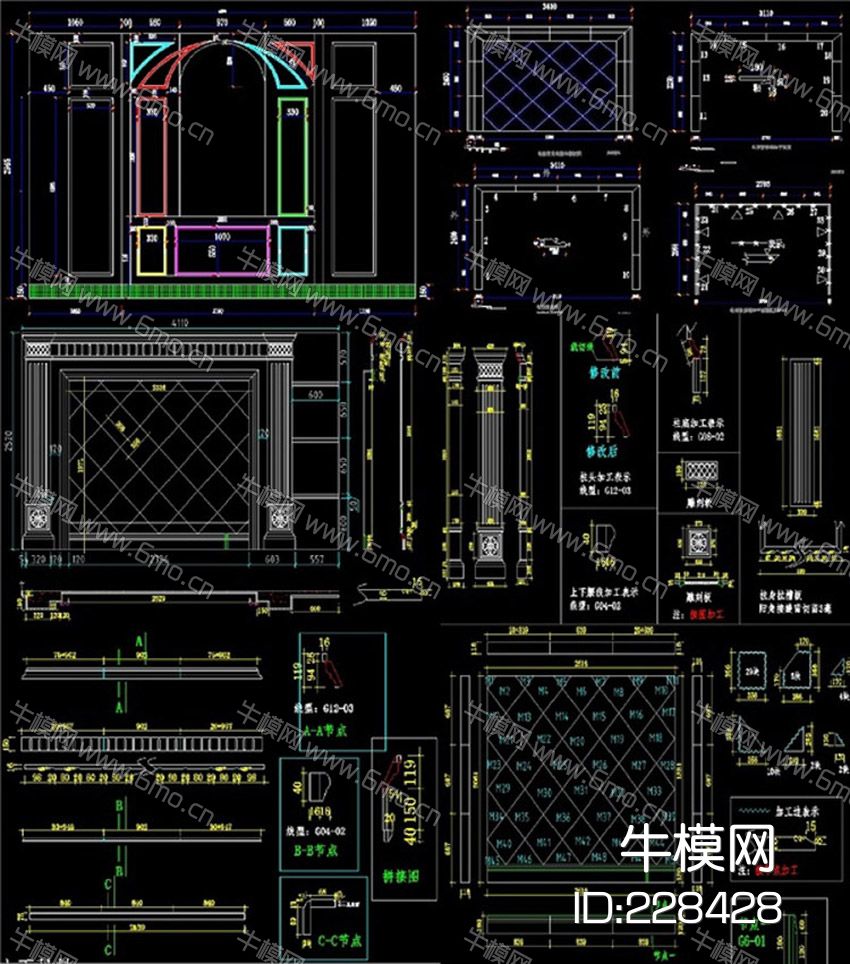 背景墙素材图库CAD