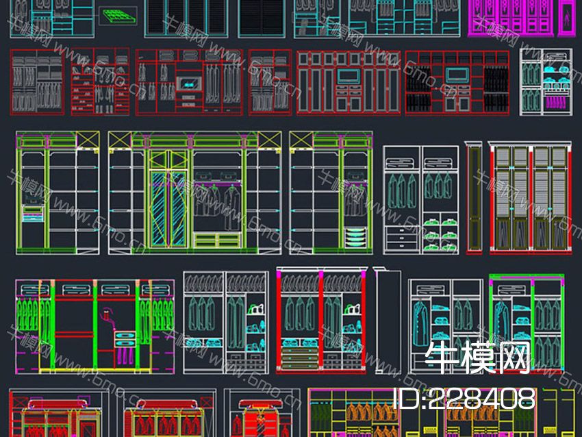 衣柜衣帽间鞋柜衣帽柜cad