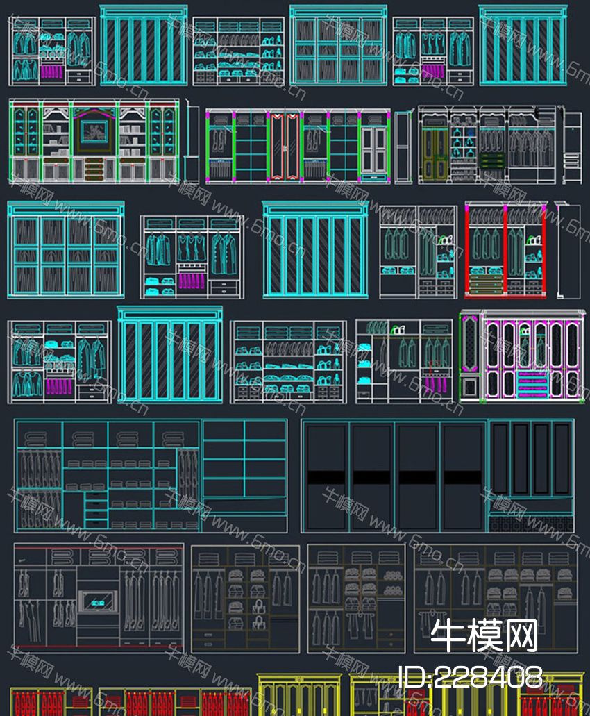 衣柜衣帽间鞋柜衣帽柜cad