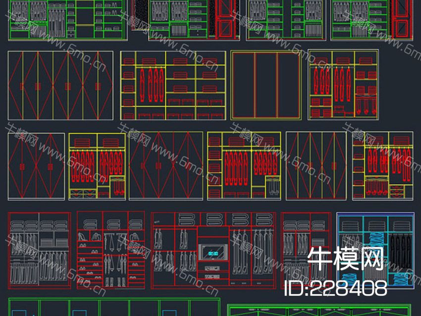 衣柜衣帽间鞋柜衣帽柜cad