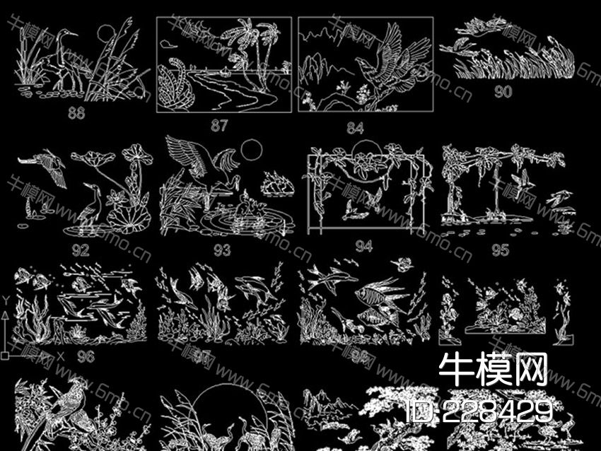 精美雕花雕刻装饰图案CAD图
