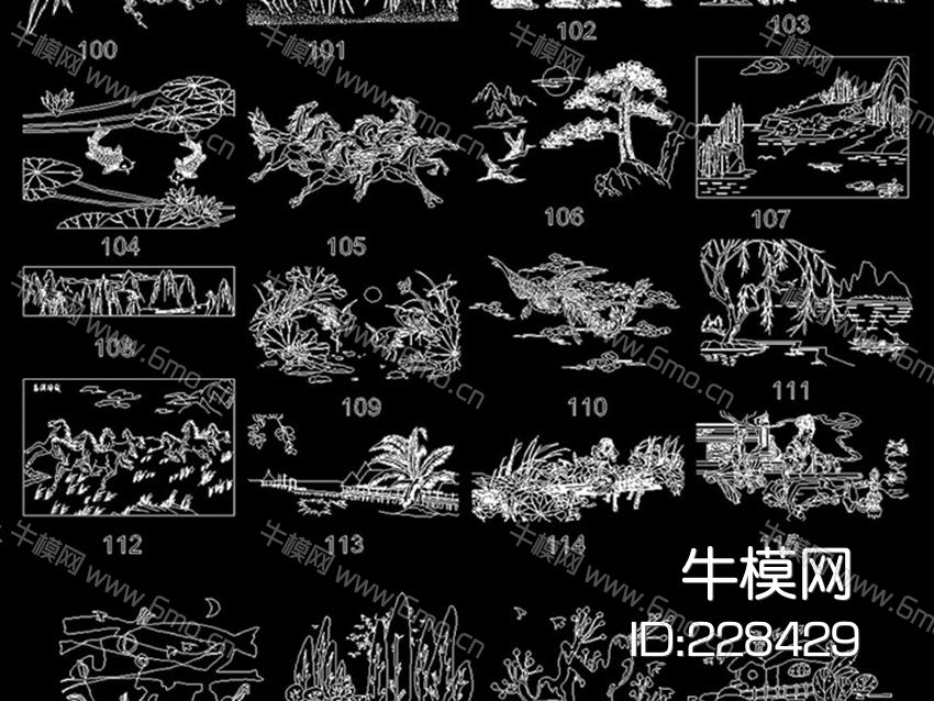 精美雕花雕刻装饰图案CAD图
