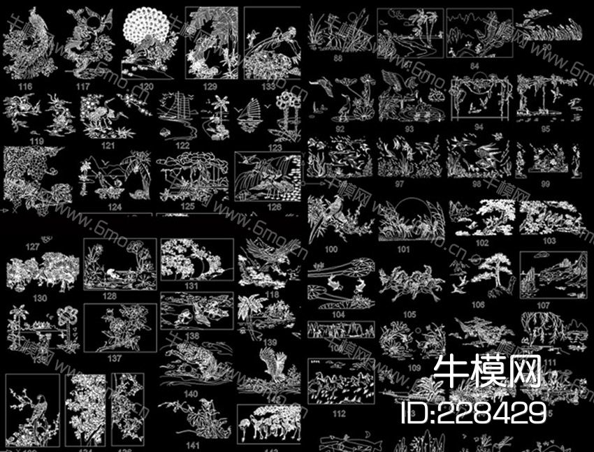精美雕花雕刻装饰图案CAD图