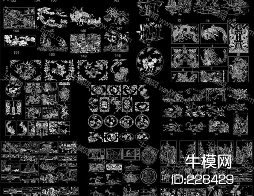 精美雕花雕刻装饰图案CAD图