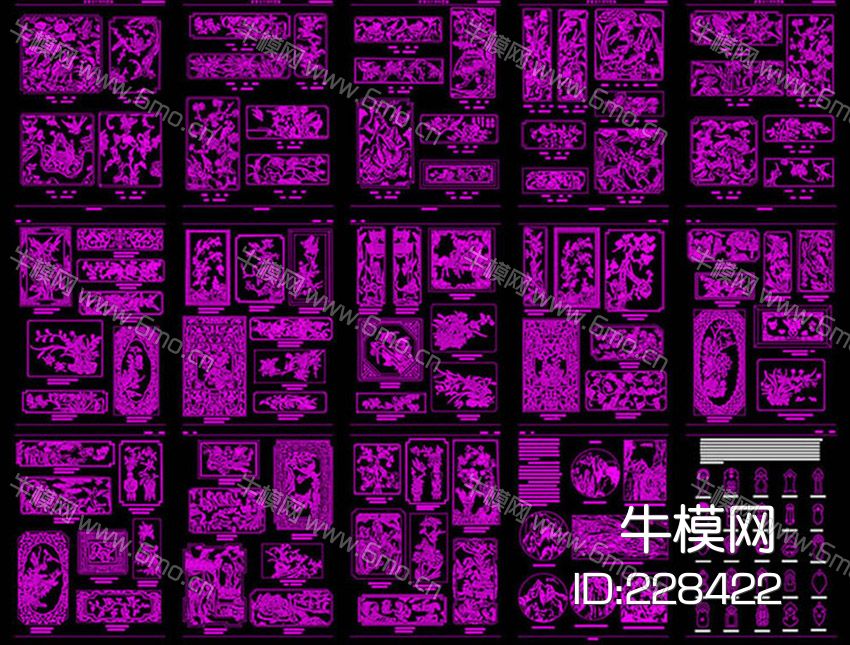 中式古典明清风格雕花CAD图