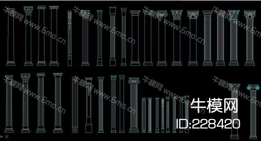 窗户门角线罗马柱壁炉cad